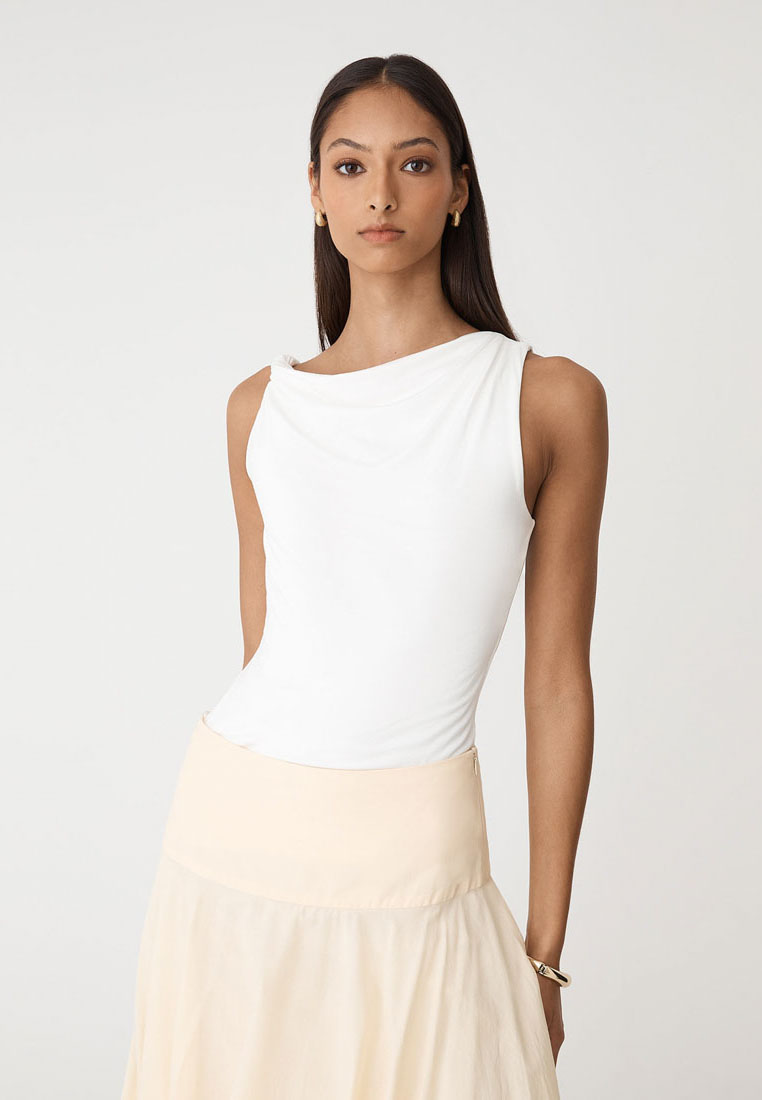 FORCAST Cici Bamboo Twist Shoulder Top