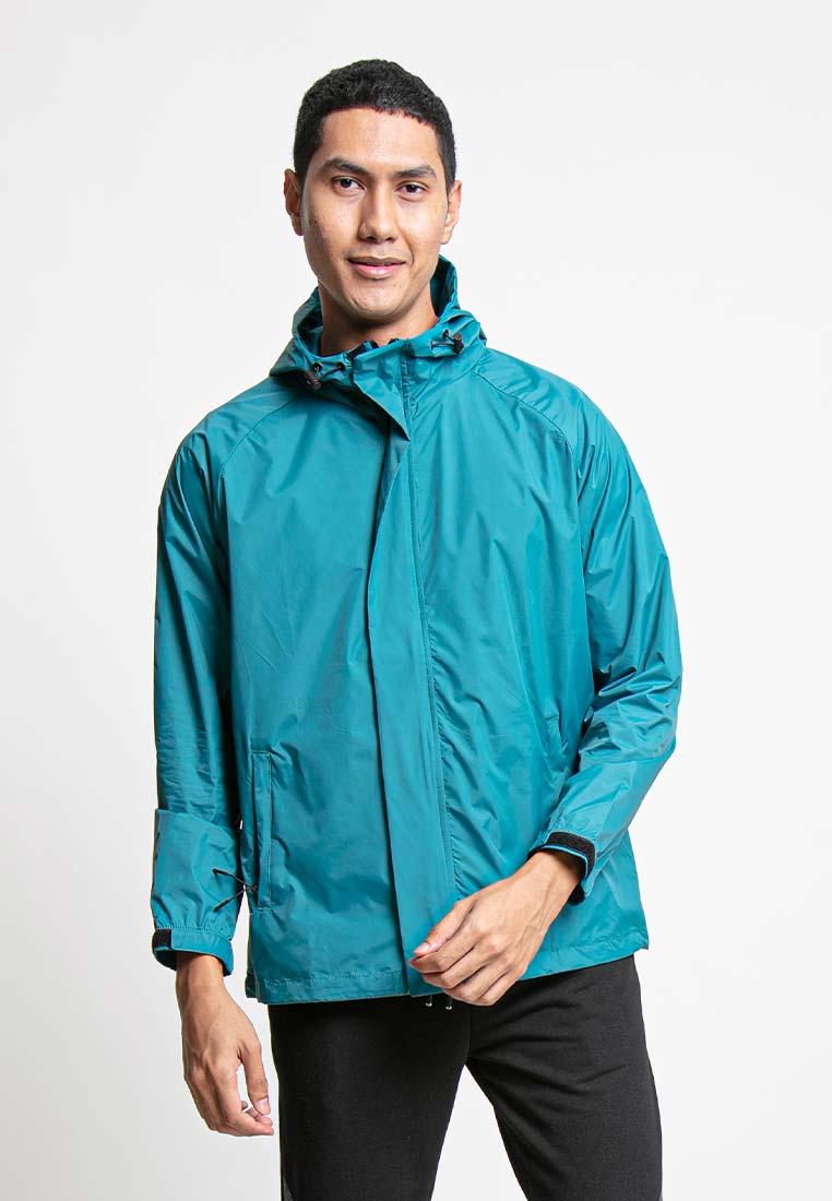 FOREST Forest Men Windbreaker Reflective Waterproof Jacket - 30392-46KGreen