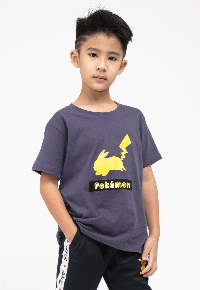 FOREST Forest X Pokemon Kids Round Neck T Shirt - FPK21007 - 36DkGreyBlue