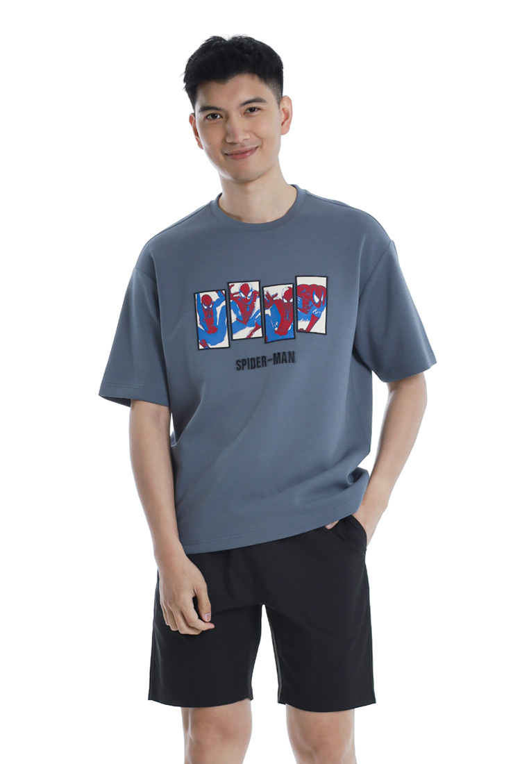 FOREST Forest x Marvel Spiderman Oversized Cotton Men Tee - FA20044-38DustyBlue