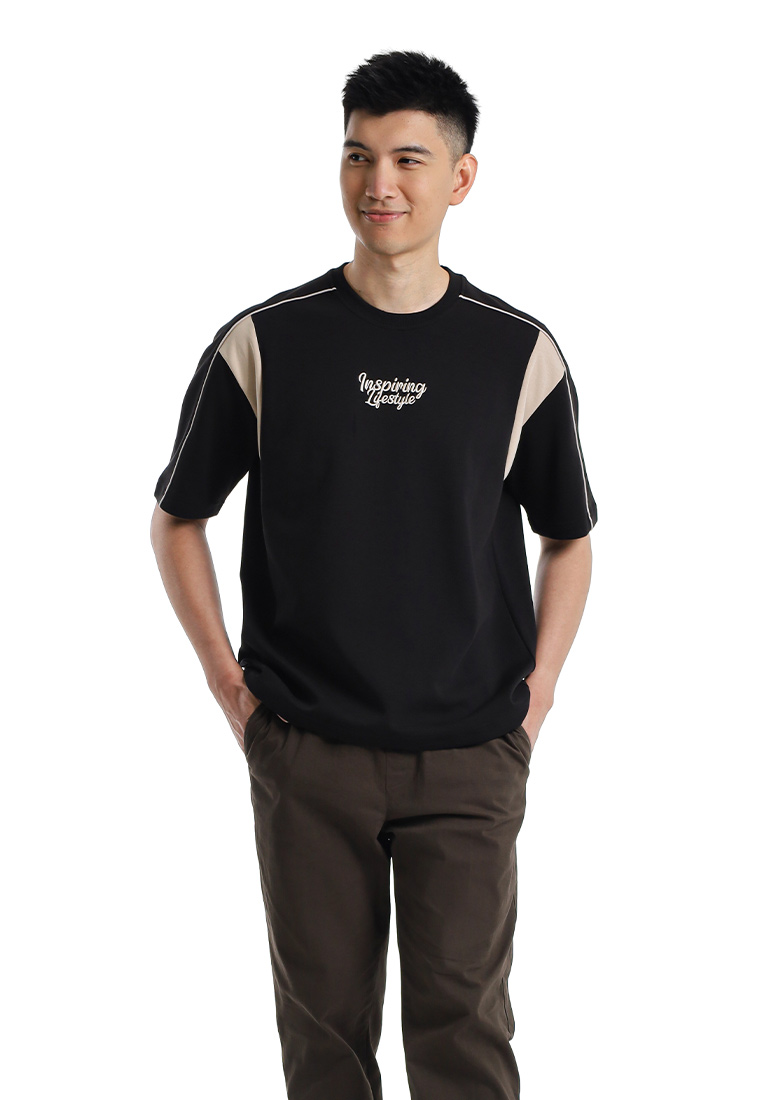 FOREST Forest Cut & Sew Oversized Air Cotton 260gsm Crew Neck T Shirt - 24177-01Black