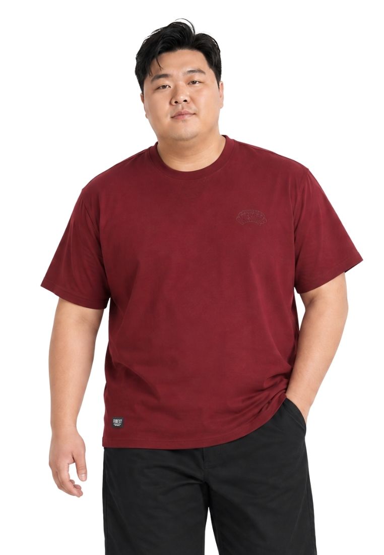 FOREST Forest Men Plus Size Cotton Short Sleeve Tee - PL24193-57Burgundy