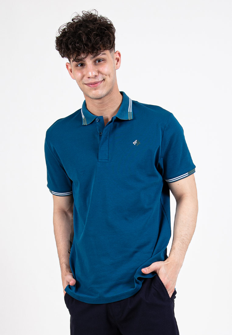 FOREST Forest Premium Weight Cotton Polo Tee 220gsm Interlock Knitted Polo T Shirt - 23860-31Blue