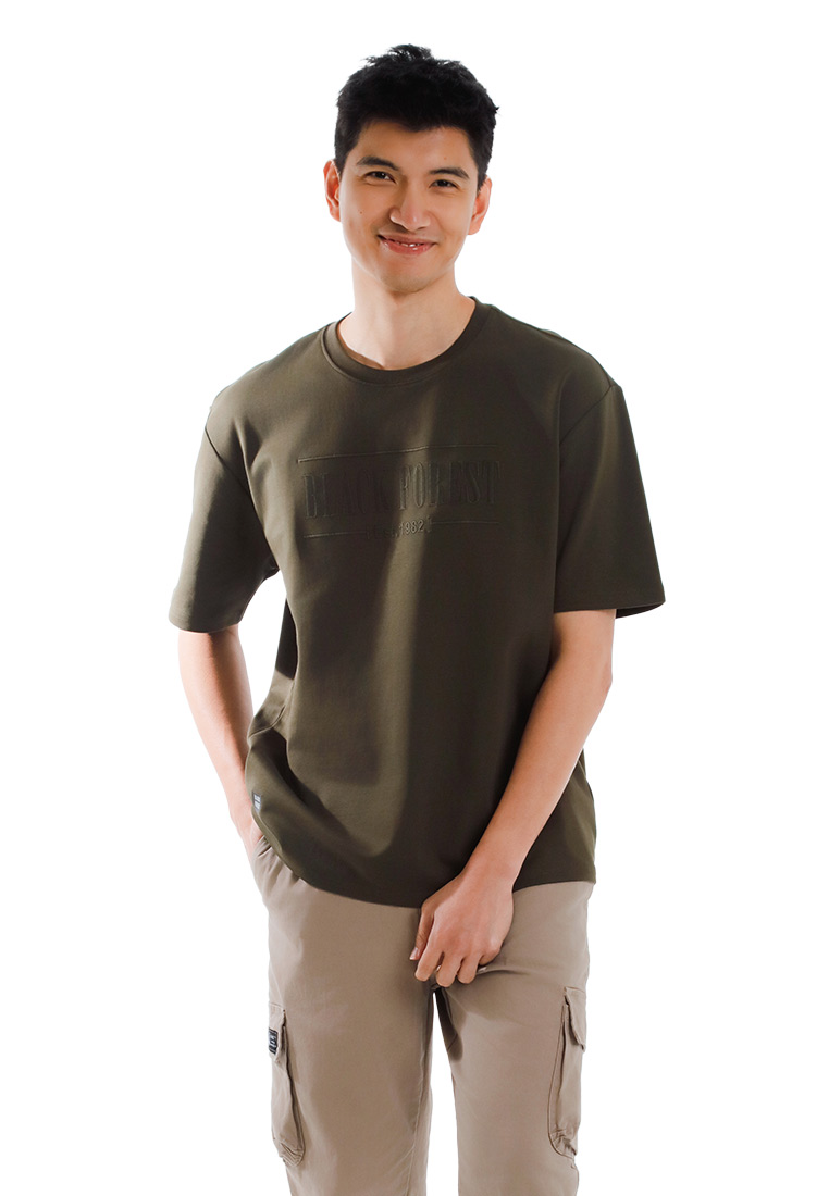 FOREST Forest Oversized Heavy Weight Cotton 280gsm Short Sleeve T Shirt Men - 621488-45DarkOlive