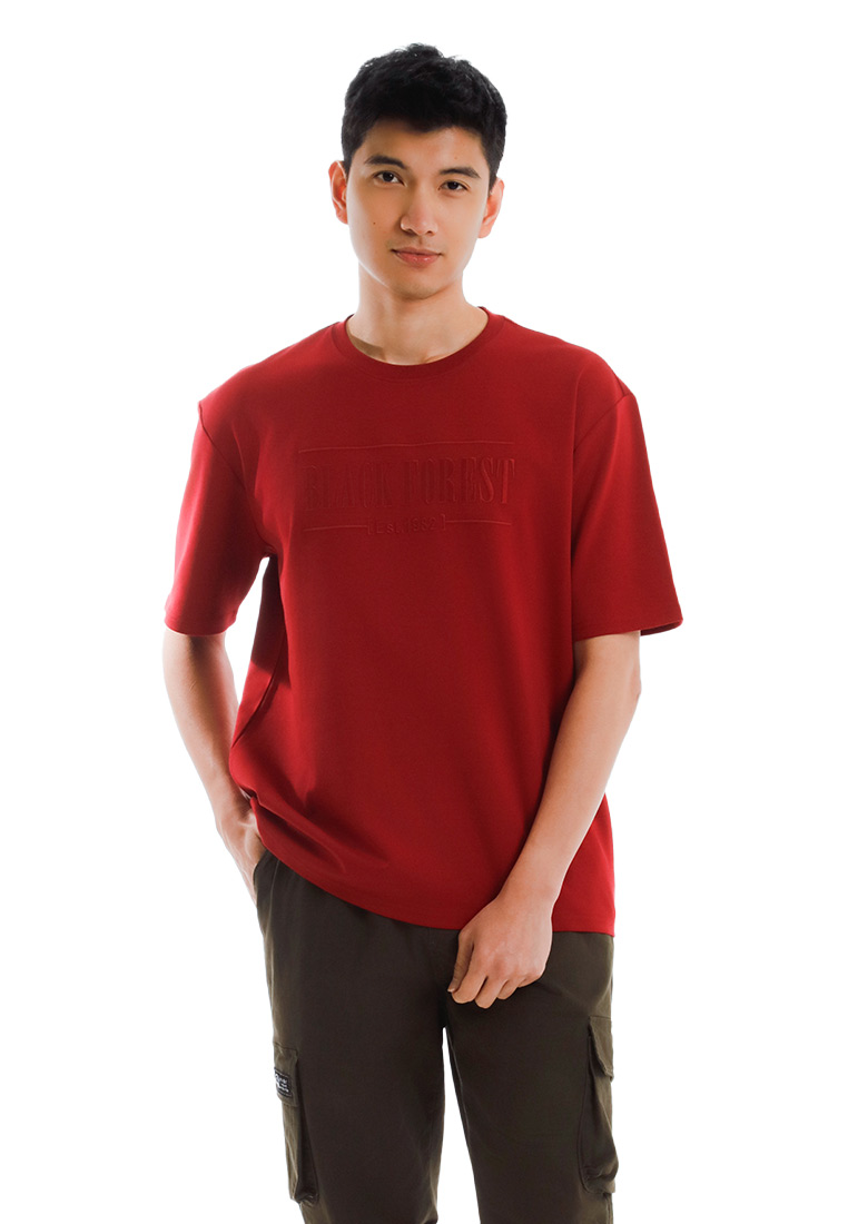FOREST Forest Oversized Heavy Weight Cotton 280gsm Short Sleeve T Shirt Men - 621488-50DarkRed