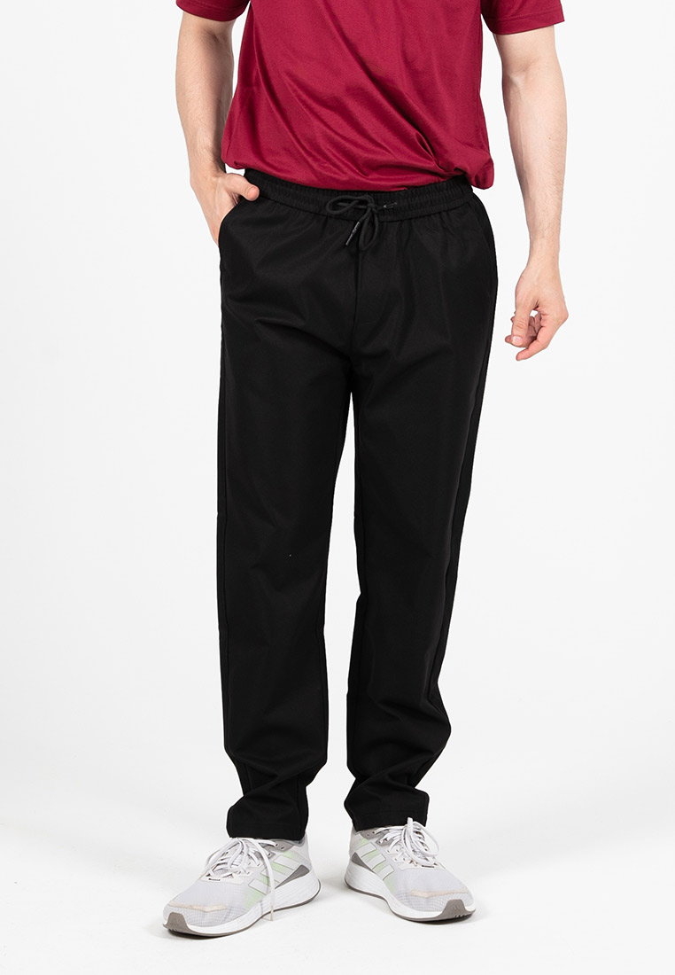 FOREST Forest Elastic Waist Trousers Casual Long Pants Men | 10788-01Black