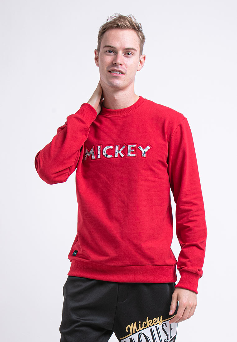 FOREST Forest X Disney Mickey 3D Effects 250GSM Premium Weight Cotton Reg Fit Round Neck Men Sweater