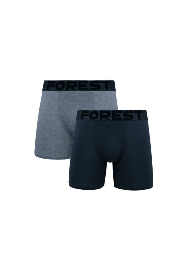 FOREST (2 Pcs) Forest Mens Cotton Spandex Boxer Brief Underwear Assorted Colours - FUD0109BB