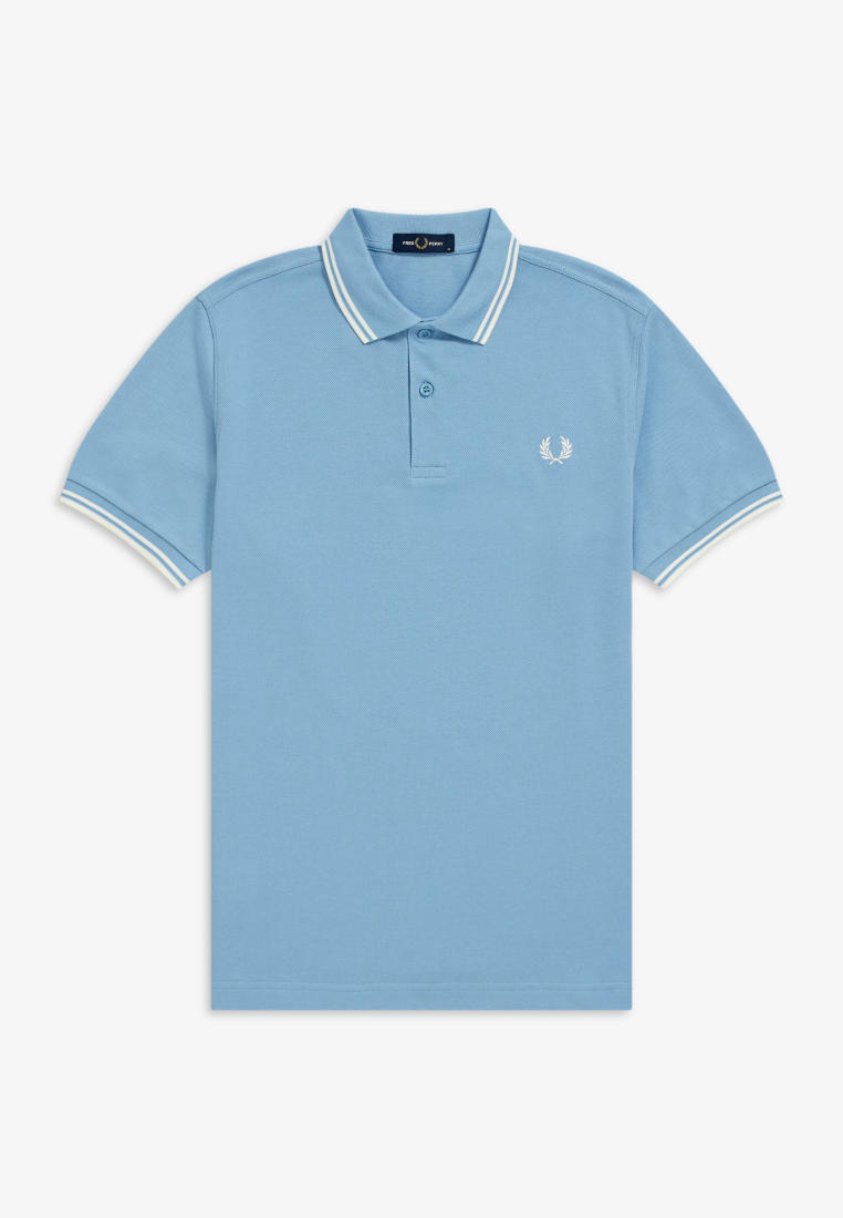 FRED PERRY Fred Perry M3600 Twin Tipped Fred Perry Shirt (Sky Blue / Snow White / Snow White)