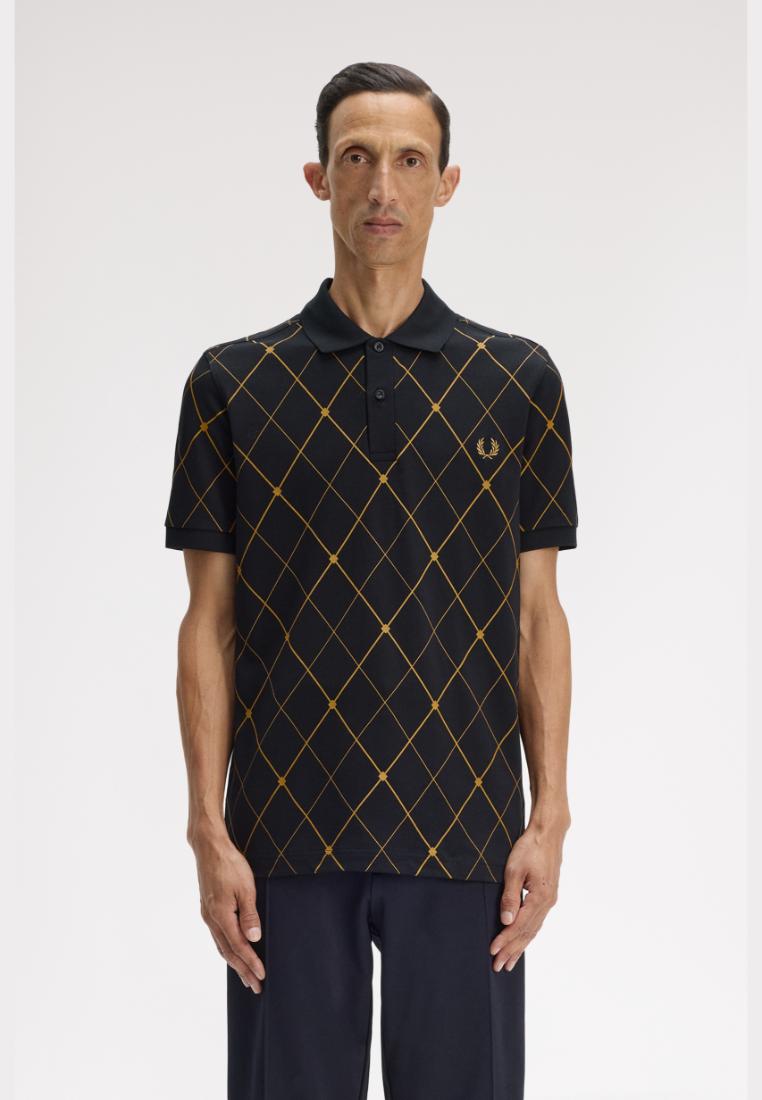 FRED PERRY Fred Perry M2455 Argyle Print Fred Perry Shirt (Black)