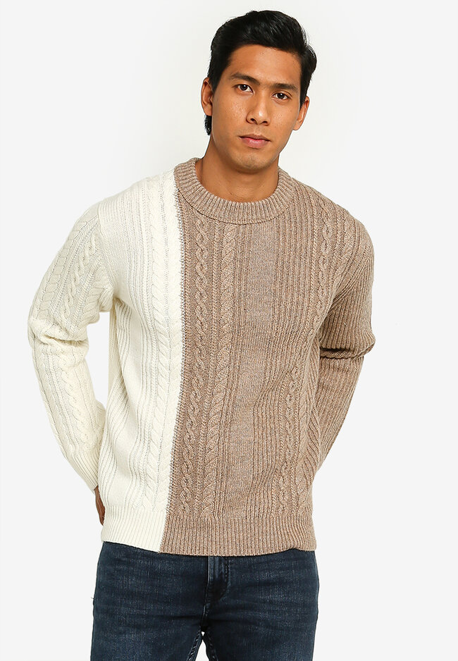 French Connection Cable Rib Colourblock Jumper
