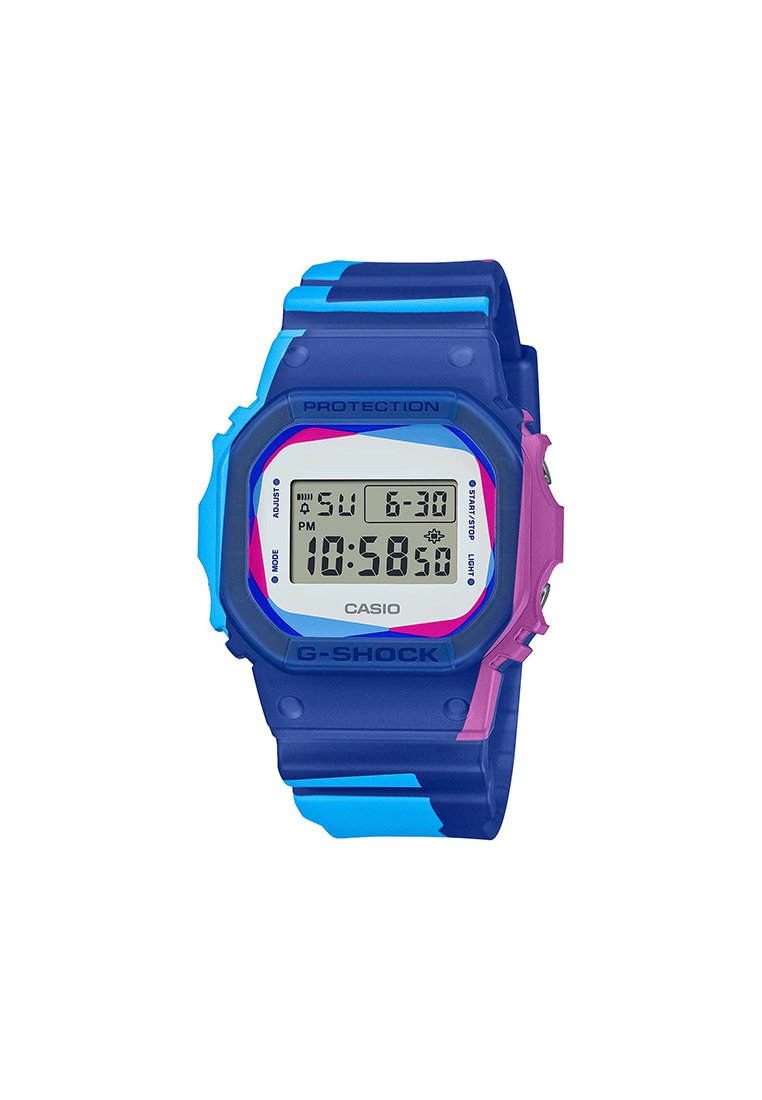 G-Shock Men's Digital Watch DW-5600 SERIES Overprint Carbon Core Guard Blue Resin Band Sports Men Wa