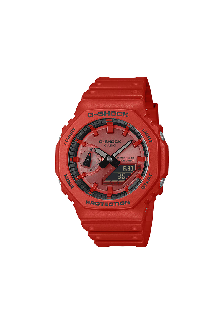 G-Shock GA-2100RRB-4A Unisex Analog-Digital Watch Red Resin Band