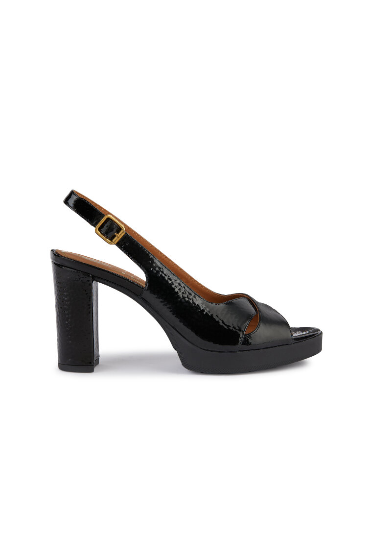 Geox GEOX Ladies Walk Pleasure 85S Buckled High-Heeled Sandals - Black D45B6C-000FM-C9999S4