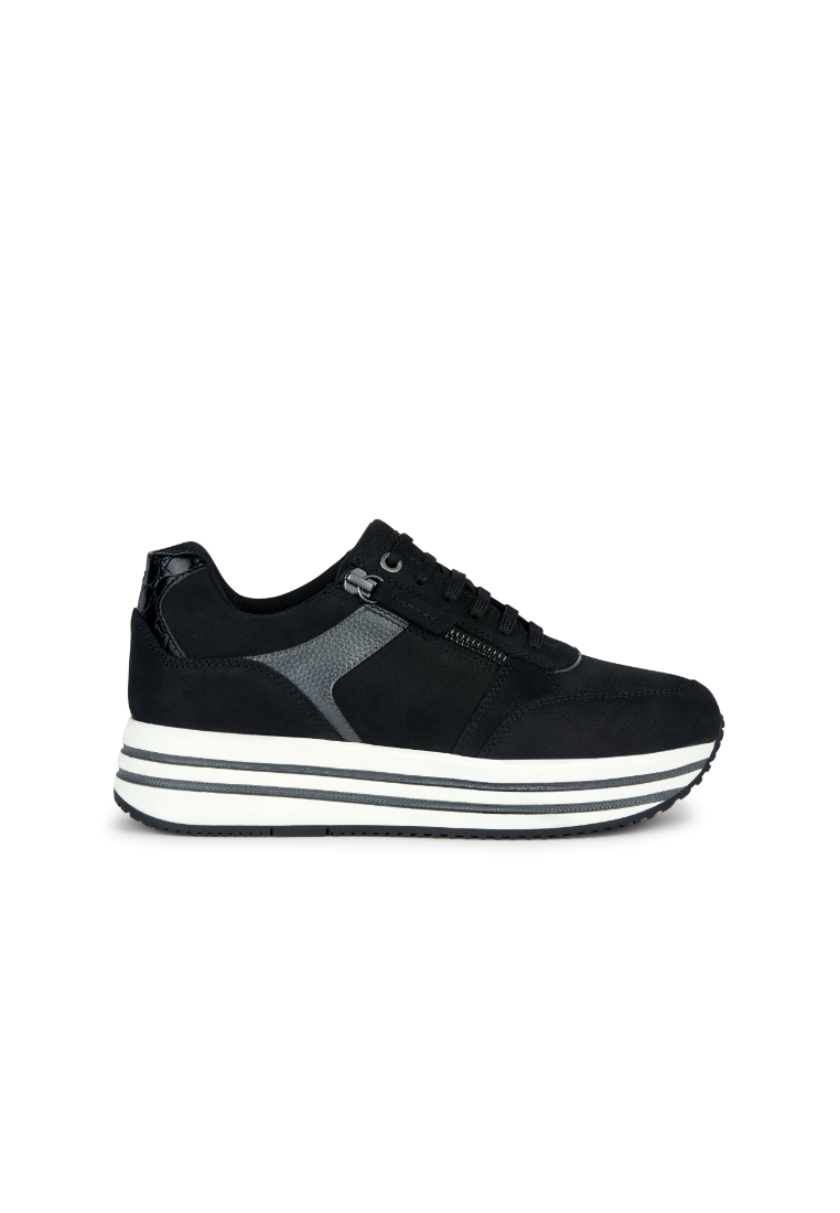 Geox GEOX Ladies Kency Wedge Sneakers - Black D36QHA-0767B-C9B1GF3