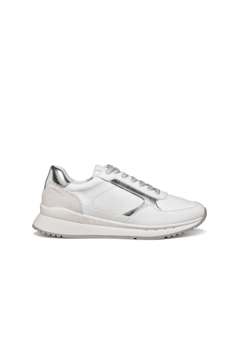 Geox GEOX Ladies Octaviee Sneakers - White Silver D659LB-05422-C0007S6