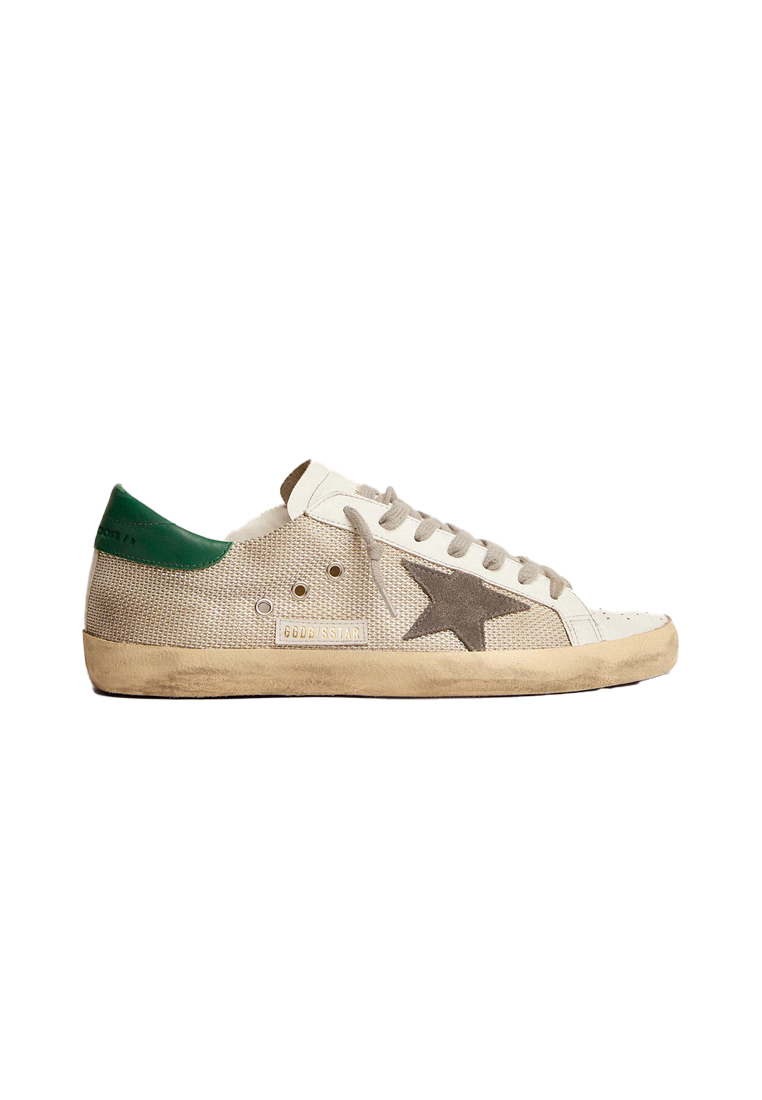 GOLDEN GOOSE Women's Board Shoes in White With Green Stitching GMF00101F002686