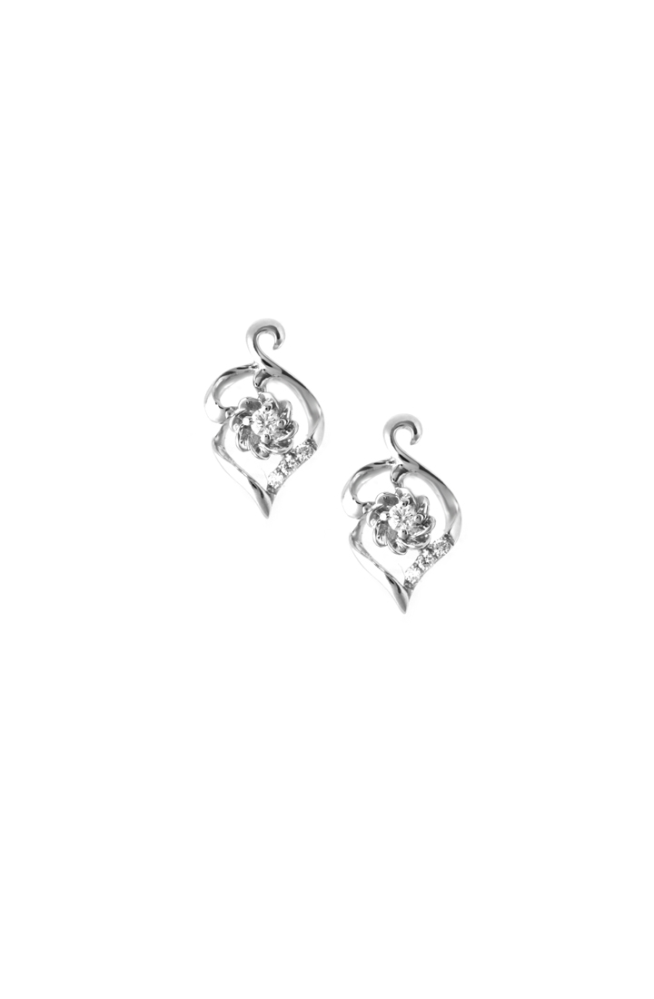 GOLDHEART GOLDHEART Earrings of Floraison with Foliage Resplendence, Diamond White Gold 750 (E2053V)