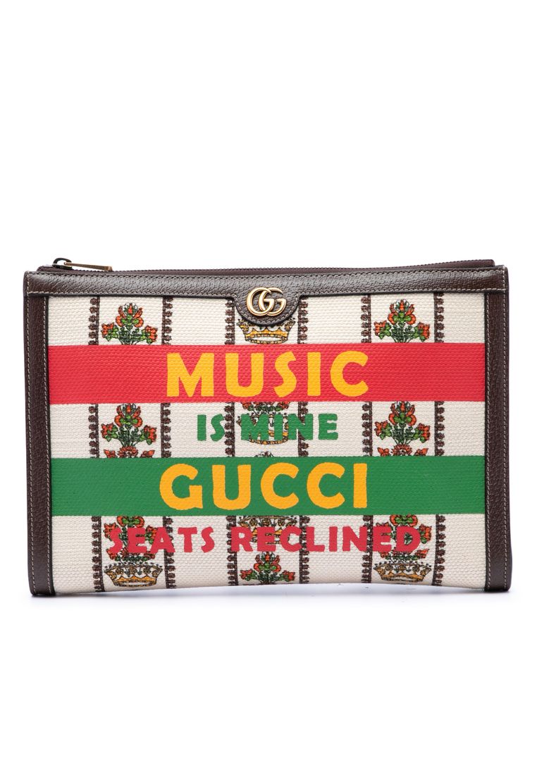 Gucci Pre-Loved Gucci Canvas 100 Centennial Music Is Mine Clutch