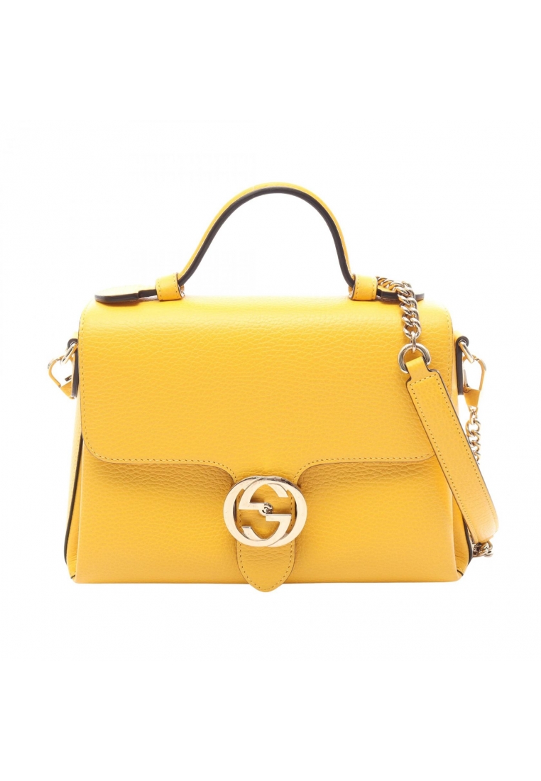 Gucci Pre-Loved Gucci Interlocking G 2WAY Handbag leather yellow