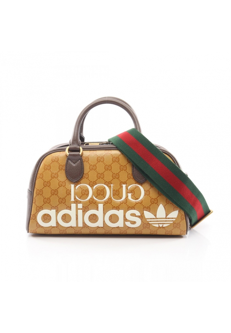 Gucci Pre-Loved Gucci GUCCI × adidas mini duffel bag GG Crystal 2WAY Handbag Coated canvas leather b