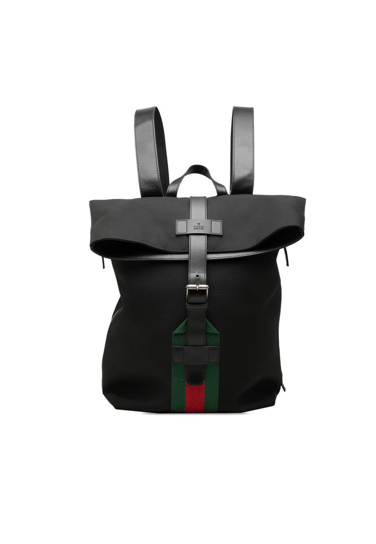Gucci Pre-Loved Gucci Canvas Techno Web Fold Over Backpack