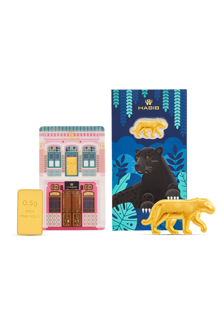 HABIB HABIB 0.5g 999.9 Gold Bar (Peranakan) and Zoo Negara Collection (Phanter) | 999.9 Gold Wafer (