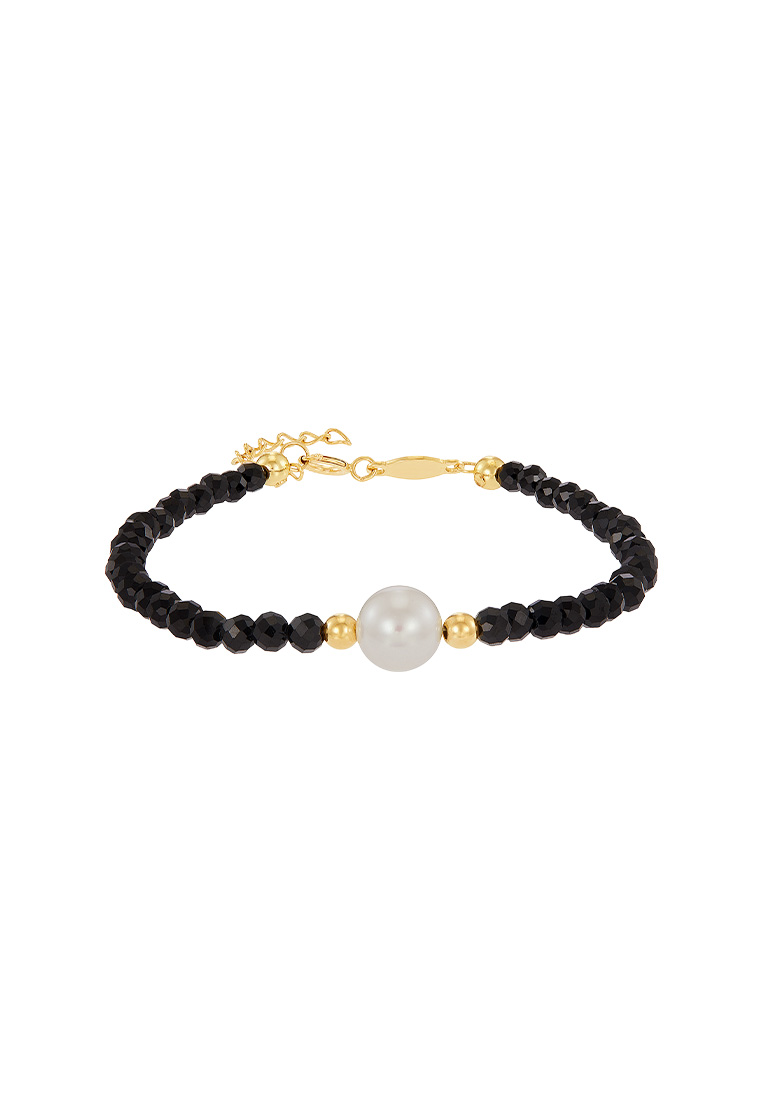 HABIB HABIB Black Spinel Fresh Water Pearl Bracelet in 375/9K Yellow Gold 682890626-SPIN