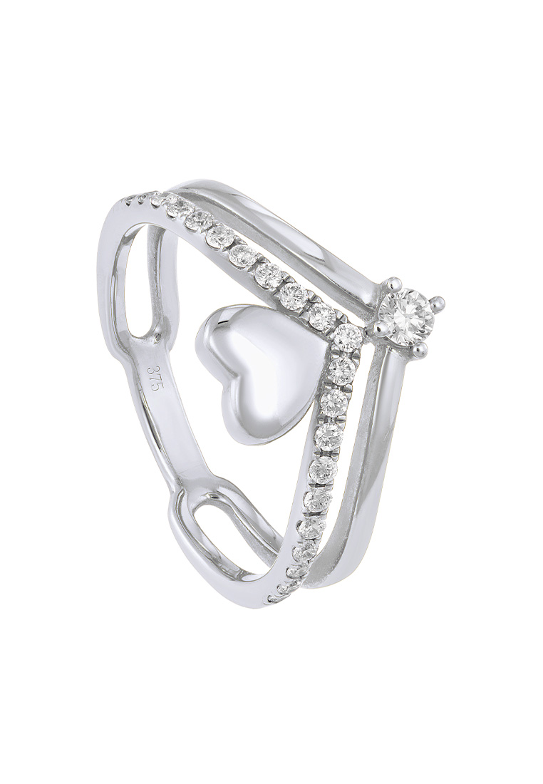 HABIB HABIB DWA | Double Row Split-shank Heart Shape Round Diamond Ring in 375/9K White Gold 2607006