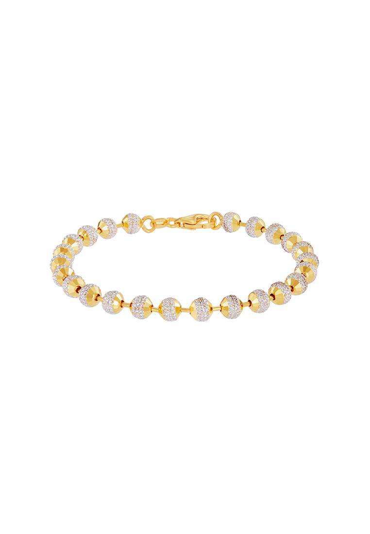 HABIB HABIB Oro Italia 916 Beads Planet White and Yellow Gold Bracelet GW3167(5)-BI (22K Gold)