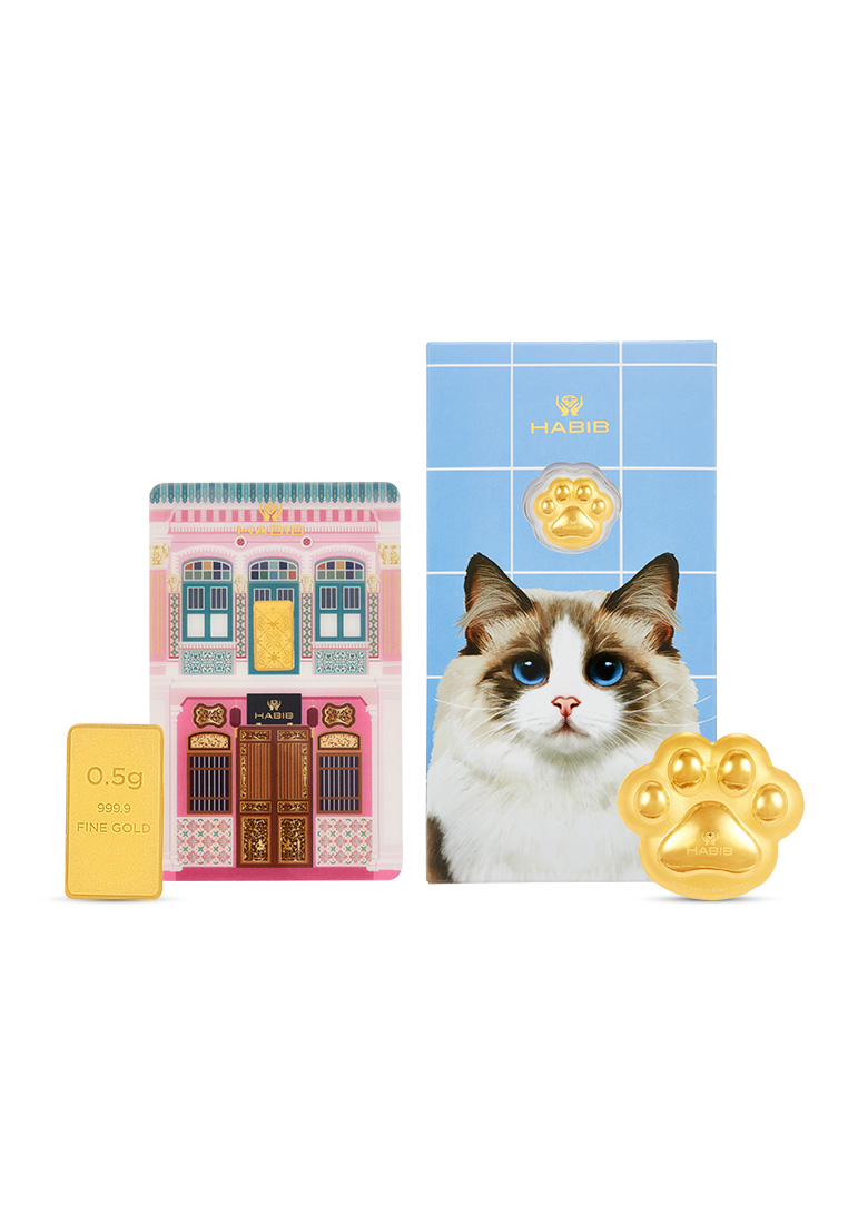HABIB HABIB 0.5g 999.9 Gold Bar (Peranakan) and Cat Collection (Ragdoll) | 999.9 Gold Wafer (0.20g)