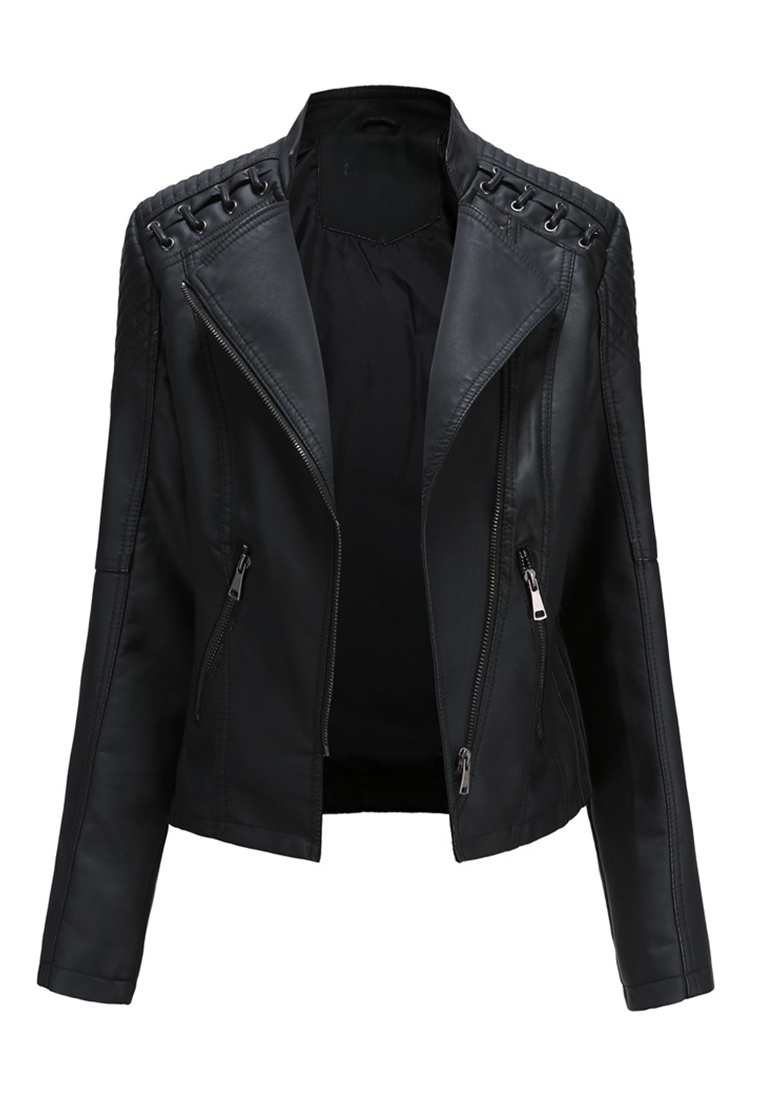 HAPPY FRIDAYS Faux Leather Biker Jacket AD-6638