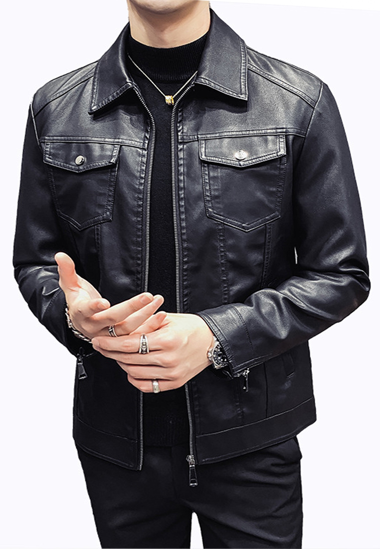 HAPPY FRIDAYS Slim Vintage Faux Leather Jacket MJ901