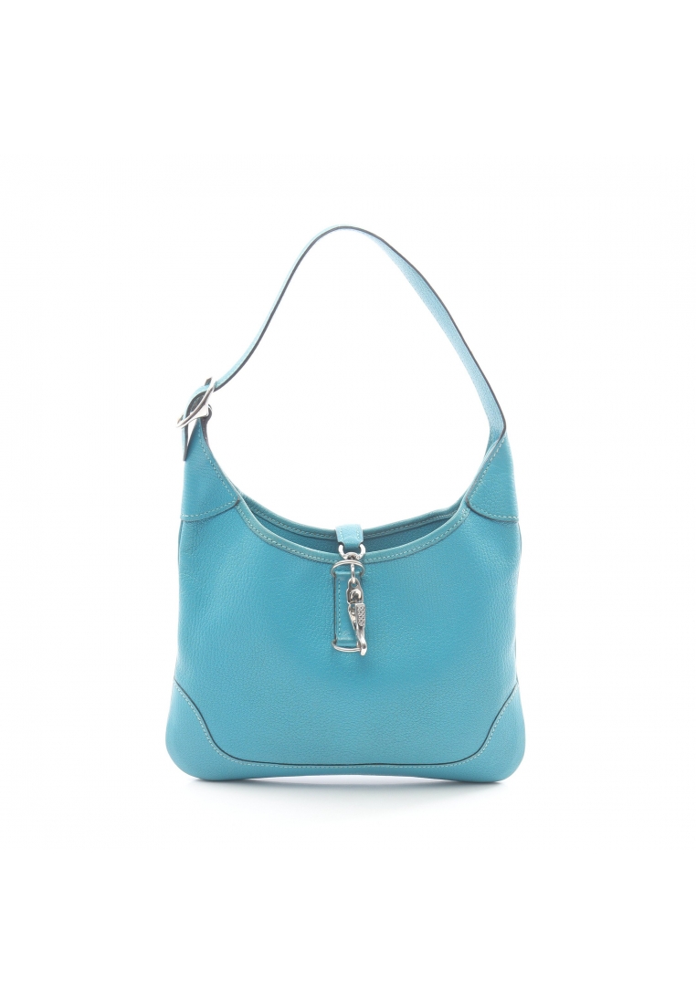 Hermes Pre-Loved Hermès Trim 24 one shoulder bag Chevre turquoise blue silver hardware □H stamp