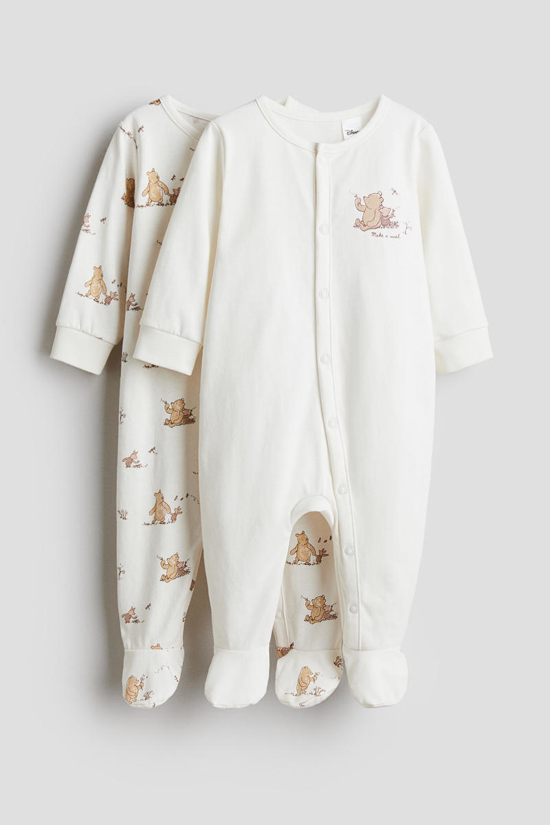 H&M 2-pack sleepsuits with full feet