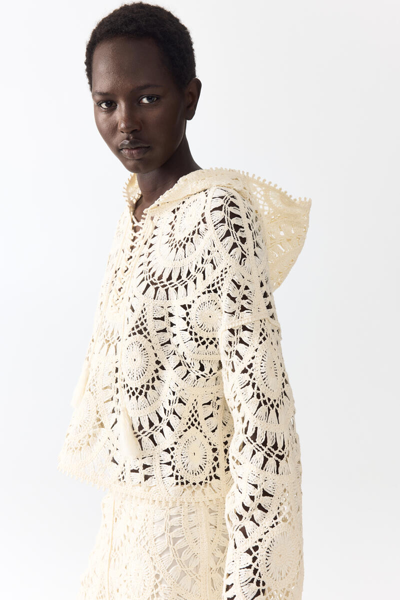 H&M Crochet-look lace-up hoodie