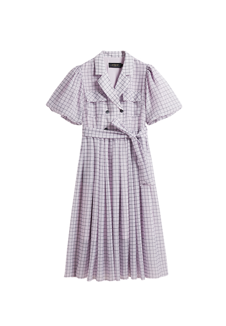 Hopeshow Grid Design Smart Causal Office Maxi Dress