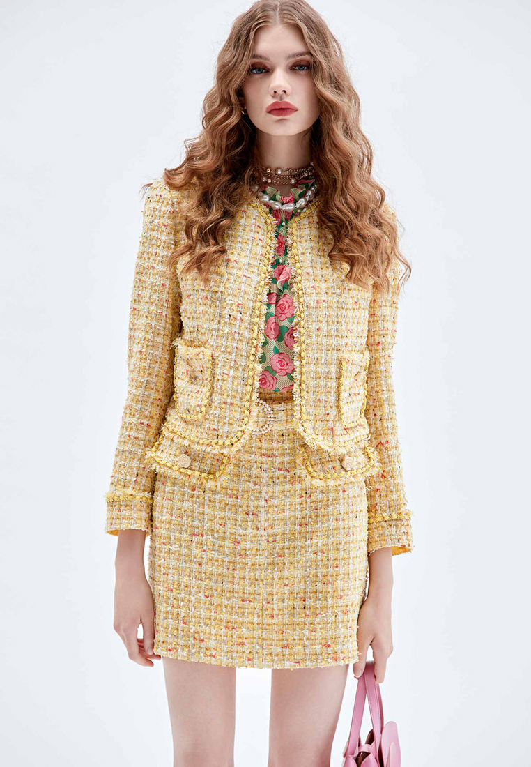 iROO Yellow Tweed Skirt