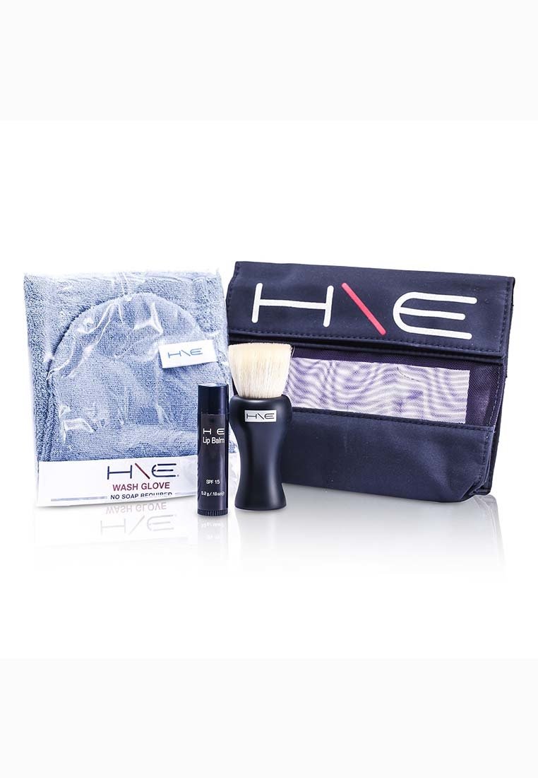 JANE IREDALE JANE IREDALE - H\E Minerals Kit: Lip Balm SPF 15 + Facial Brush + Wash Glove + Bag 3pcs