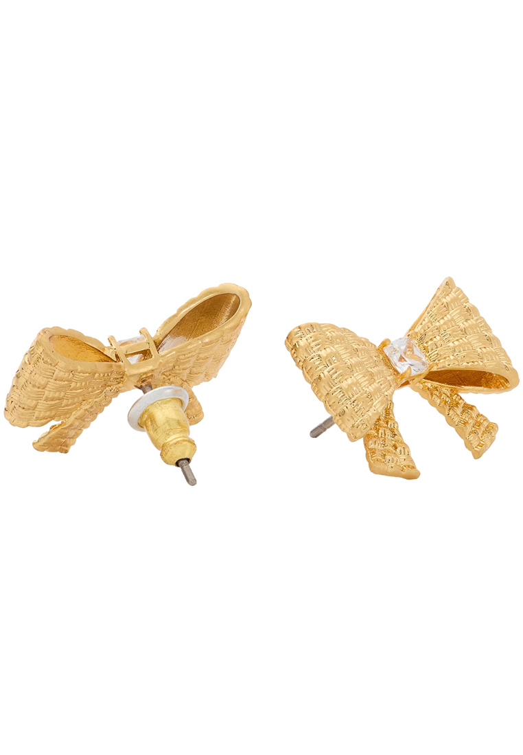 Kate Spade Wrapped In A Bow Studs Earrings in Clear/ Gold KJ975