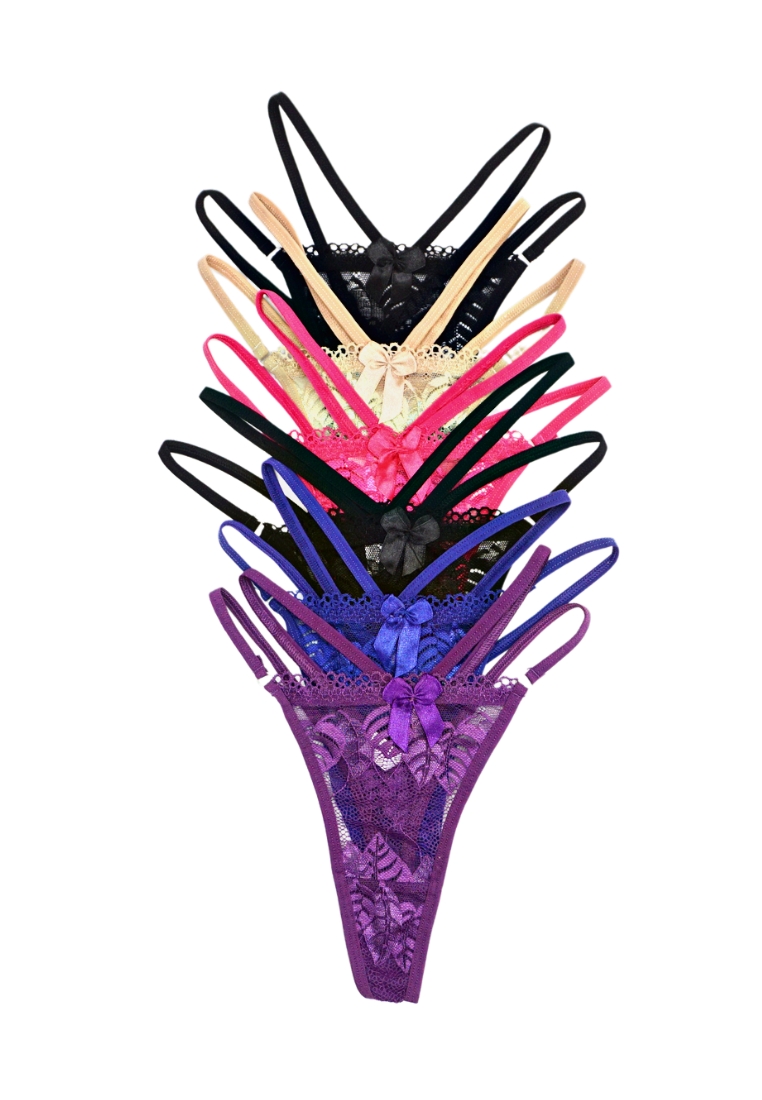 Kiss & Tell 6 Pack Taylor Sexy Lace G String Thong Panties Bundle B