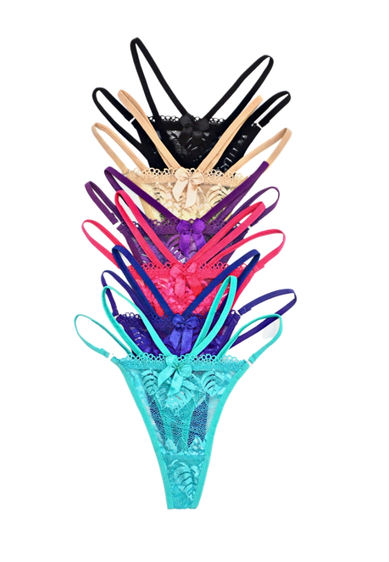 Kiss & Tell 6 Pack Taylor Sexy Lace G String Thong Panties Bundle C