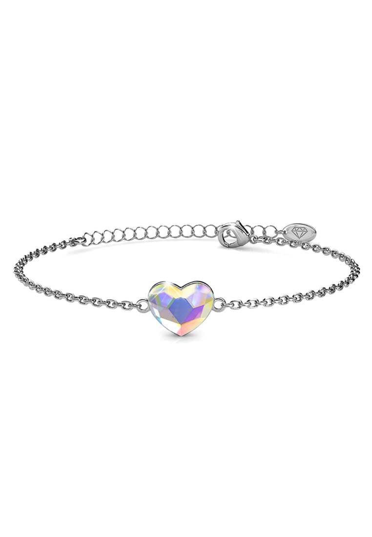 Krystal Couture White Gold AB Heart Shaped Bracelet Embellished with Aurora Borealis SWAROVSKI® Crys