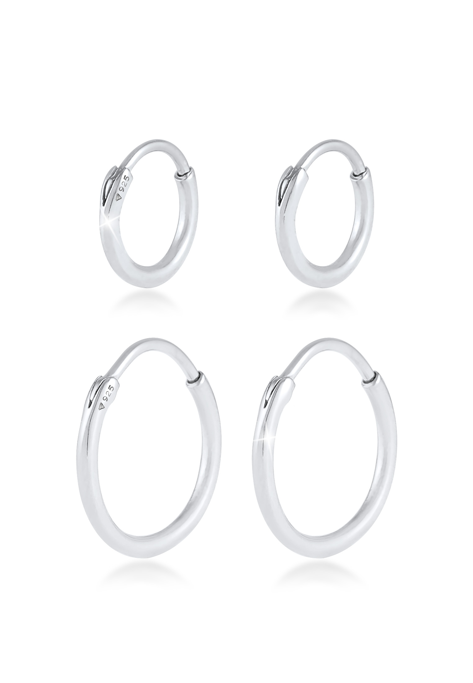 Kuzzoi Men's Silver Classic Hoop Earring Set