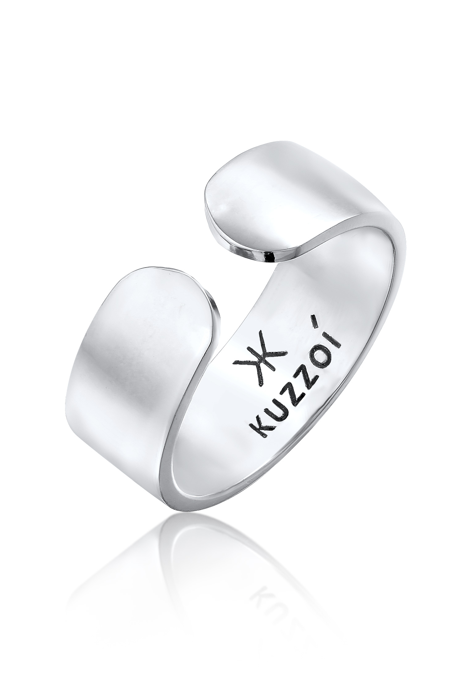 Kuzzoi Men's Silver Open Band Ring