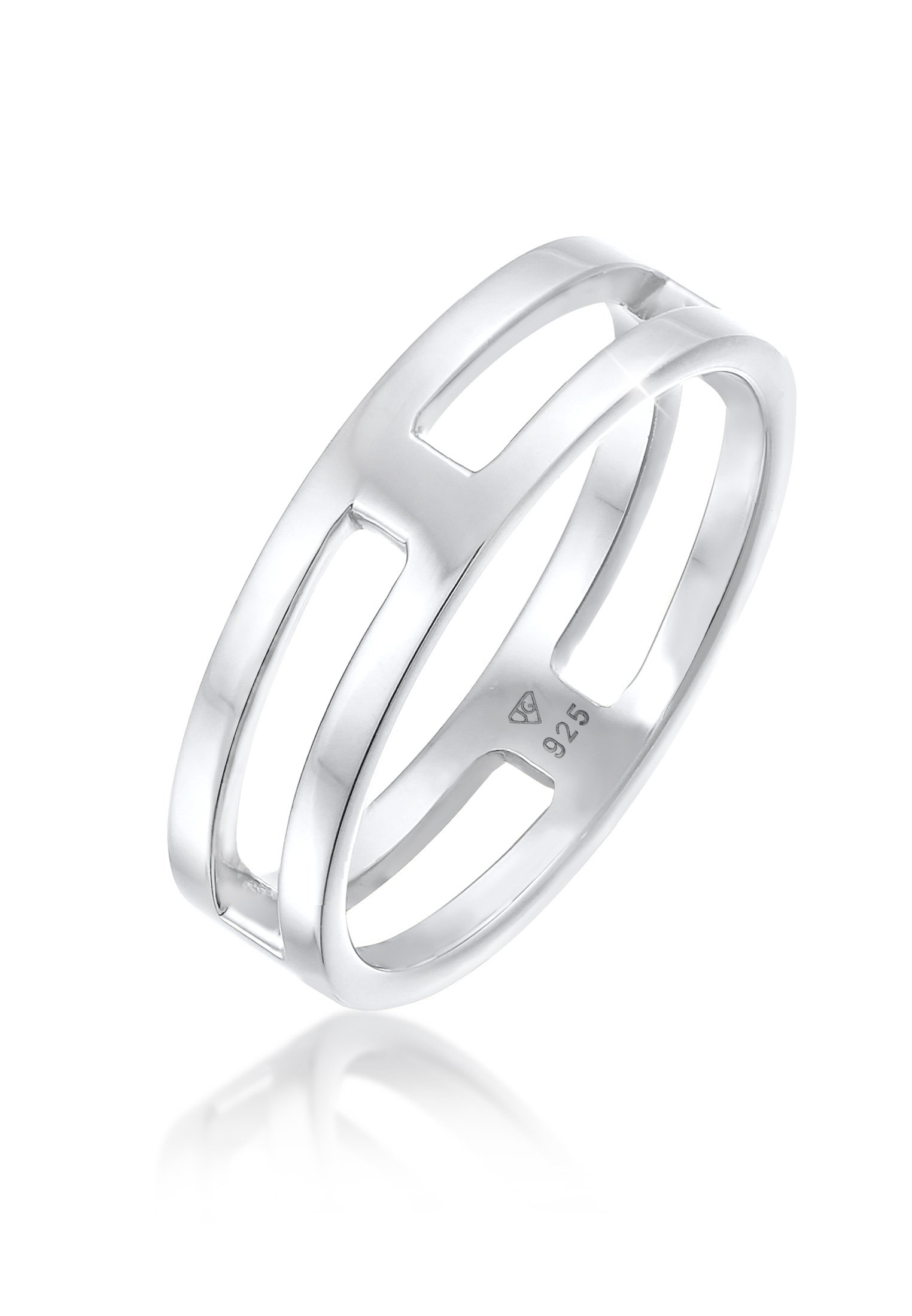 Kuzzoi Men's Silver Open Rail Band Ring