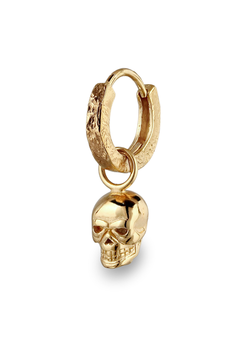 Kuzzoi Men's Silver Skull Hoop Earring – Gold-Plated
