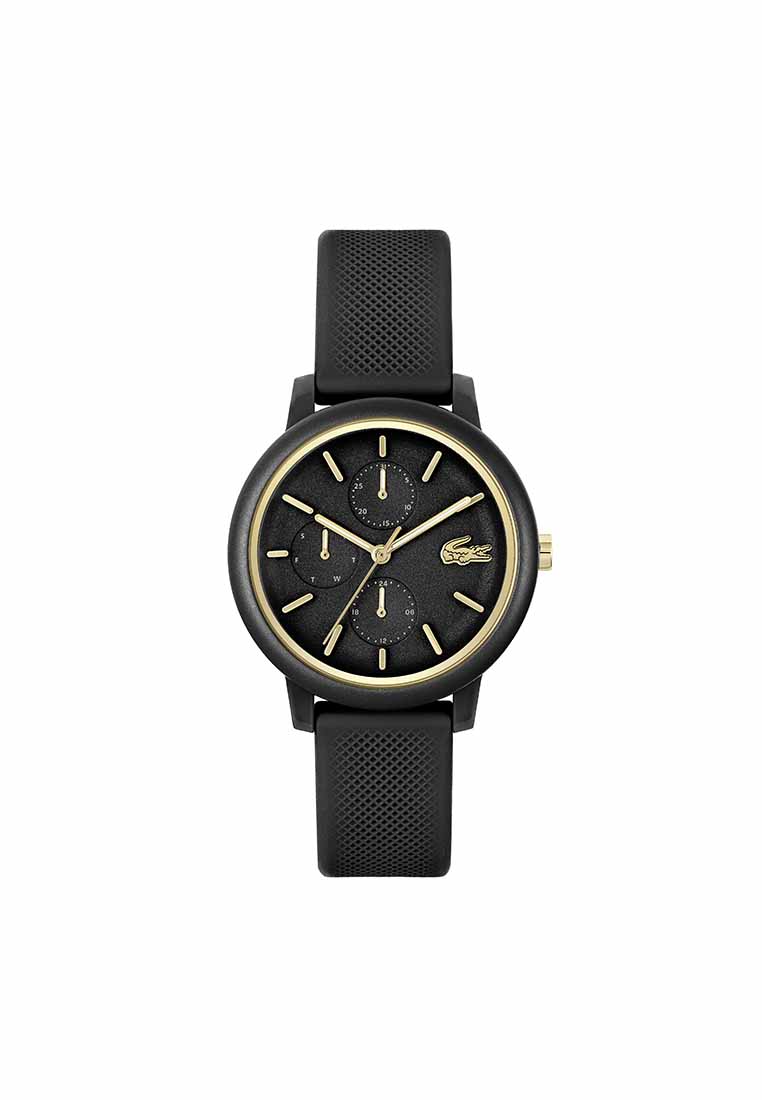 Lacoste 2001327 Jam Tangan Wanita Berdiameter Besar Dengan Tali Silikon Hitam