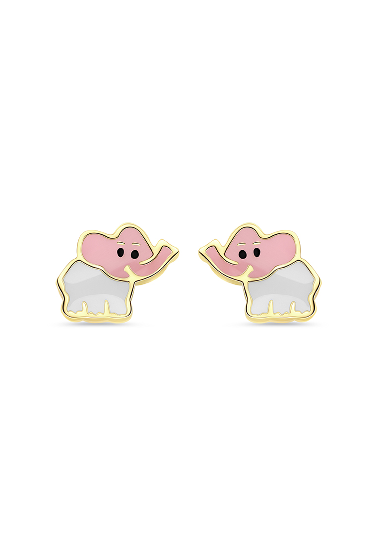 LAZO DIAMOND LAZO DIAMOND Little V.I.P Dumbo Elephant Stud Earrings in 9k Yellow Gold