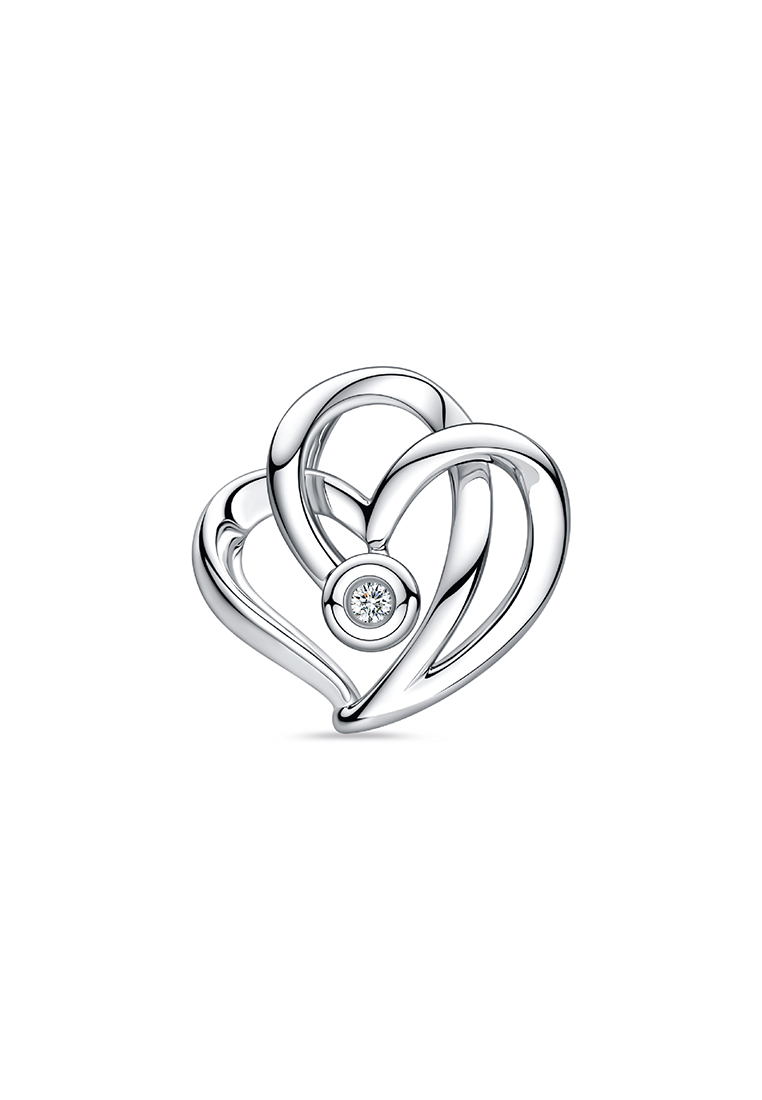 LAZO DIAMOND LAZO DIAMOND Intertwined Hearts Diamond Pendant in 9k White Gold